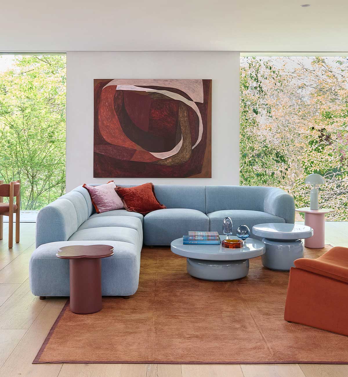Sunday Sofa - 4 Piece L-Shape LHF with Open End in Powder Blue - Image 2