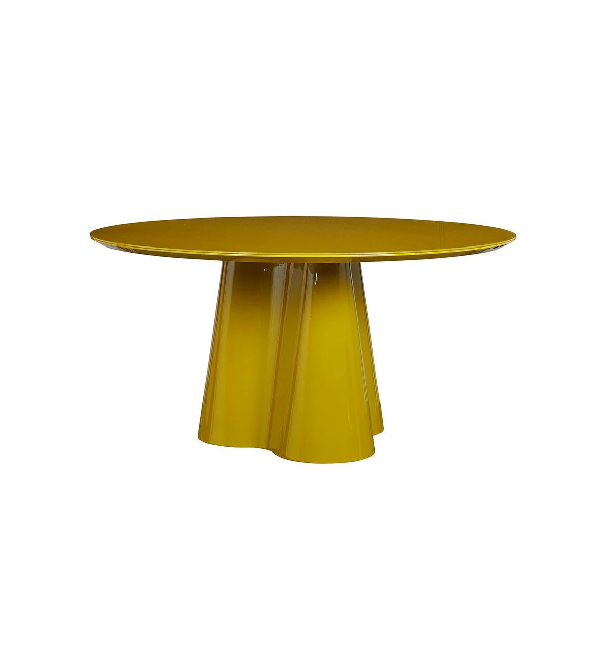 Supper Club Glossy Round Dining Table in Golden Olive